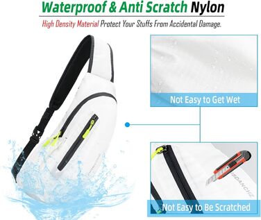 Водонепроникна нагрудна сумка-рюкзак з нейлону Gisdanchz для спорту та подорожей (біла, 41*21*10 см)