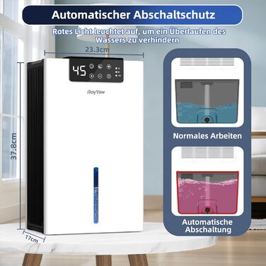 Електричний осушувач повітря 2700 мл з фільтром, LED дисплеєм та автовимкненням, білий