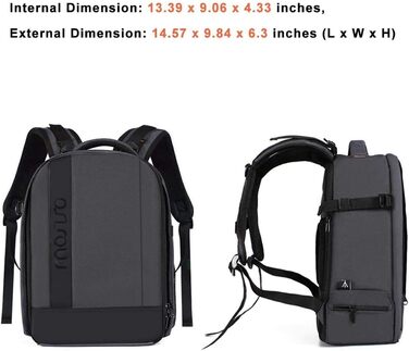 MOSISO Рюкзак для камери, DSLR/SLR/беззеркальна фототехніка, захищений, модульні вставки, тримач для штатива, сумісний з Canon, Nikon, Sony, сірий