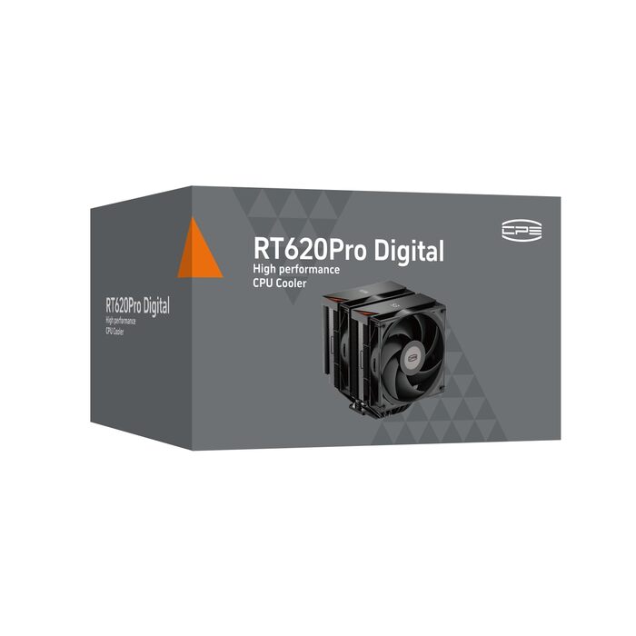 Кулер для процесора PCCOOLER RT620Pro Digital BK з цифровим дисплеєм, TDP 265W, 6 теплових трубок, 2 вентилятори 120мм FDB, для AMD AM4/AM5, Intel LGA 115X/1200/1700/1851