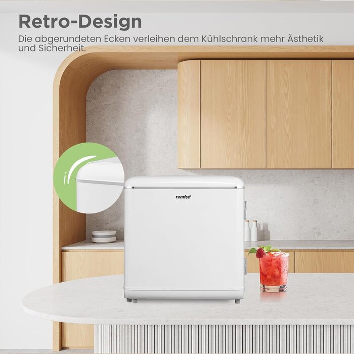 Холодильник Comfee RCD50RE2EURT(E) Retro, 47 л, Mini, червоний, для дому, офісу, готелю, енергоклас E
