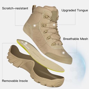 Черевики FREE SOLDIER для чоловіків: тактичні, туристичні, бойові. Зручні черевики для трекінгу, полювання, роботи, військових тренувань. Розмір 45 EU, пісочний колір