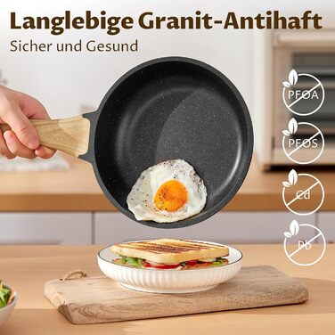 Набір індукційних каструль 10 предметів з гранітним покриттям, антипригарні сковороди з кришками, алюмінієвий посуд для всіх типів плит, жаростійкий, без PFAS