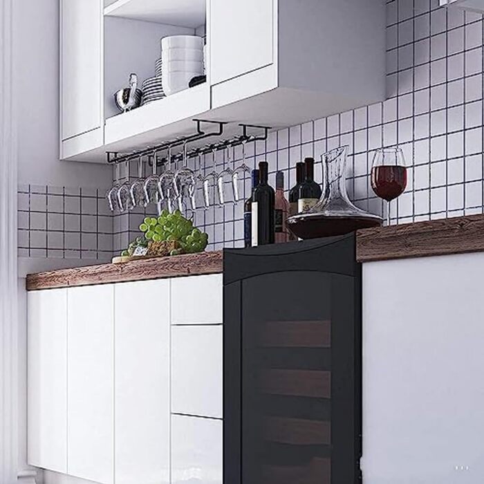 Металевий тримач для келихів вина (4 шт), 40 см, підвісний, для бару, кухні, ресторану