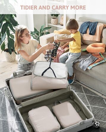 Набір кубиків-органайзерів для валізи Meowoo (4шт) - кубики-компресори, водовідштовхувальні, для подорожей (XL, L, 2×M)