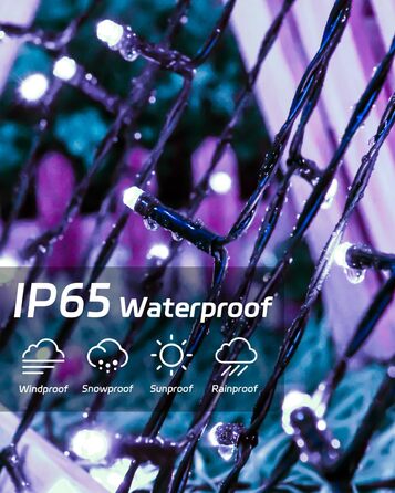 Сонячна гірлянда для зовнішнього використання, 12м, 120 LED, холодне біле світло, 8 режимів. Підходить для декору саду, двору, тераси, весіль. Вологостійка.