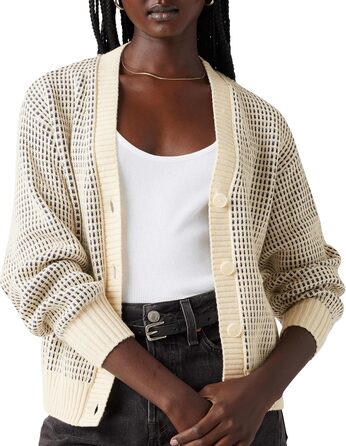 Levi's Daen Snowflake Strickjacke: жіноча в'язана жилетка з принтом сніжинок (L, смужка Butter Cream)