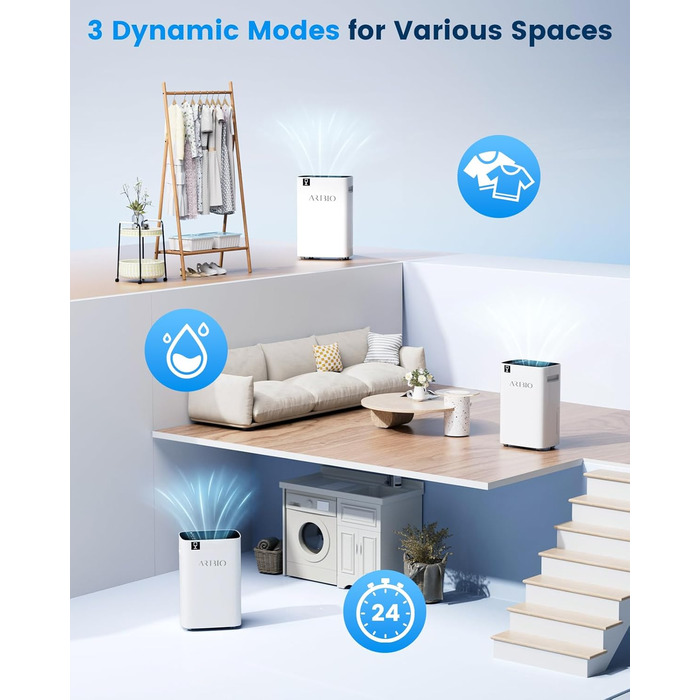 Електричний осушувач повітря 20л/день, потужний, з LED-дисплеєм, для сушіння білизни, з гофрованим шлангом, таймером та авторозморожуванням, для квартир, ванних кімнат, підвалів (20L-D)