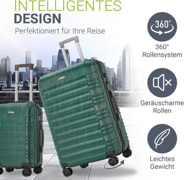Набір валіз Juskys® з жорстким корпусом (4 шт.) - з кодовим замком, тихими 360° колесами, телескопічною ручкою, легкий, зелений