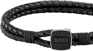 Браслет чоловічий BOSS SEAL з чорної, коричневої або синьої шкіри - Розмір M