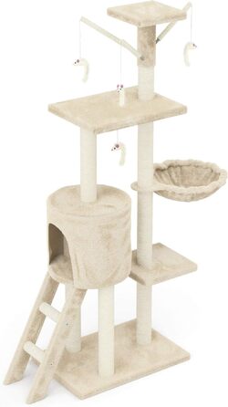 Дерев'яний кігтеточка для котів Beltom® Kratzbaum 140 см, ігровий комплекс, бежевий