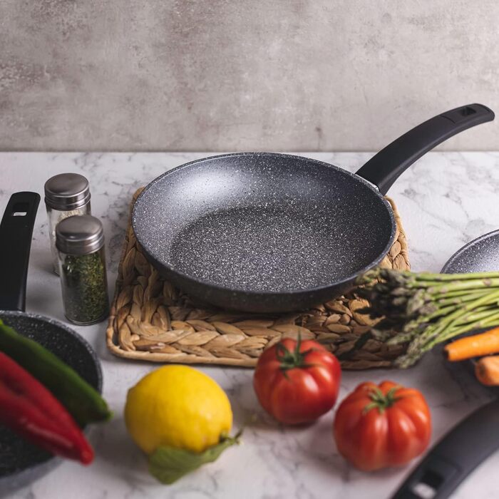 Набір антипригарних сковорідок Avilia AM Salus Hard System (16-20-24-28 см), з ізольованими ручками, виробництво Італія