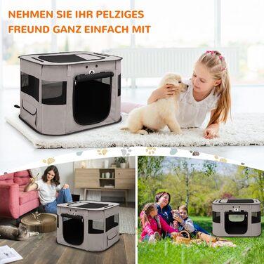 Портативний вольєр для цуценят та котів ALLSOPETS, розкладний, XXL, сірий