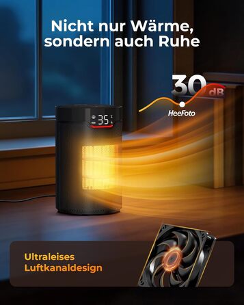 Електричний обігрівач: Економний, 1500W, тихий з таймером, захист від перекидання та перегріву, чорний