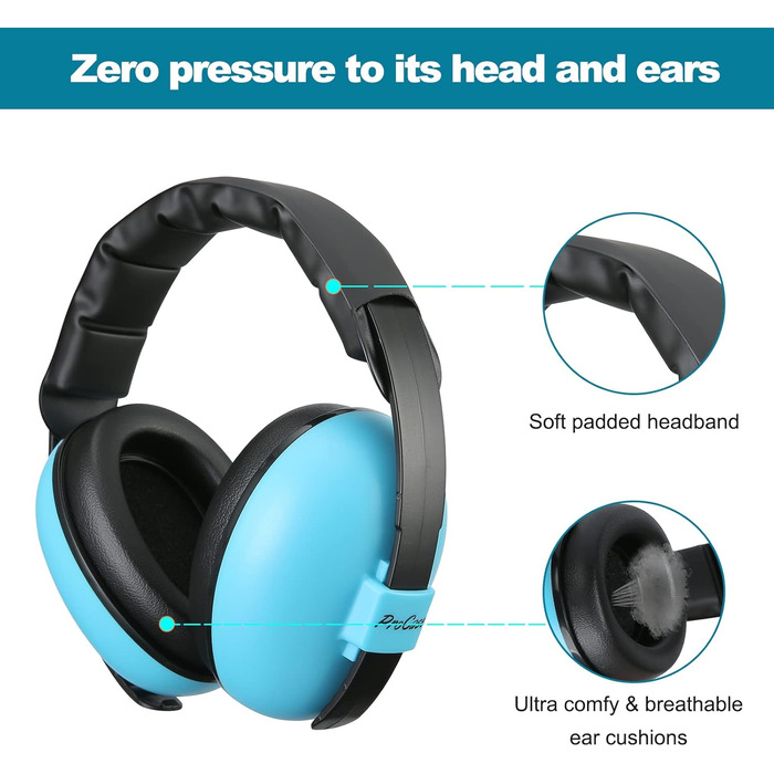 Навушники для захисту вух ProCase Baby - шумопоглинаючі, для немовлят, малюків (0-36 місяців), блакитні