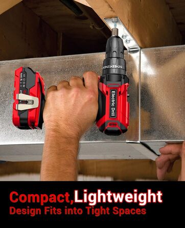 Акумуляторний шуруповерт BETENST 21V з 2 акумуляторами 2.0Ah, 42Nm, 25 моментів, 2 швидкості, LED-ліхтик, 30-ти елементний набір для дому та саду, DIY проєкти