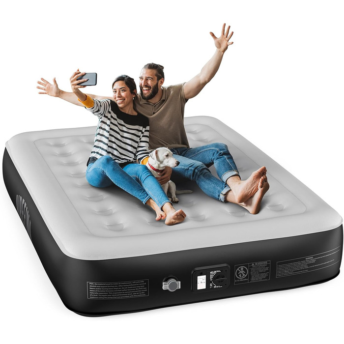 Надувне ліжко Airefina для 1-2 осіб з вбудованим насосом, 99x190x46 см та 203x152x33 см, до 295 кг, з сумкою для перенесення