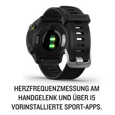Garmin Forerunner 55 – GPS-годинник для бігу з кольоровим дисплеєм, що завжди активний, щоденними рекомендаціями для тренувань, прогнозом часу пробіжки, спортивними додатками, чорного кольору та з акумулятором до 14 днів. Single