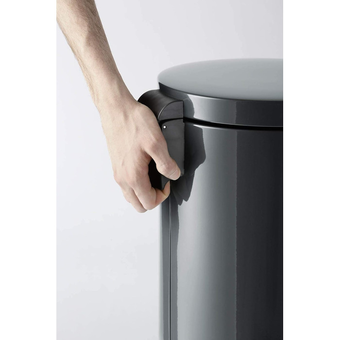 Відро для сміття металеве 12л Durable з педаллю, антрацит, з автоматичним закриттям та знімним відром