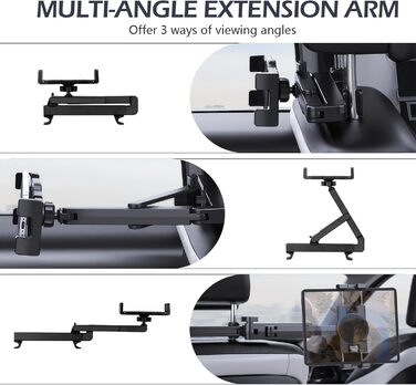 Тримач для планшета Romon у автомобіль, кріплення до підголівника, універсальний, 360° обертання, для смартфонів та планшетів 4.7-13'