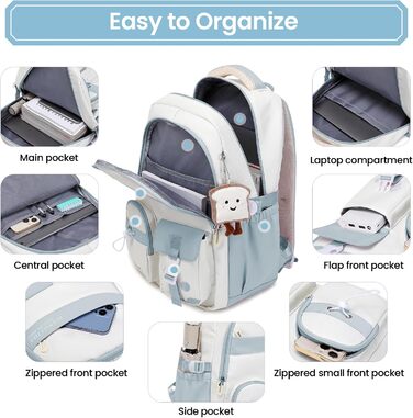 Шкільний рюкзак для дівчаток - водонепроникний, легкий, стильний, з великою місткістю, для 3-9 класів, ніллон, фіолетовий (8534# Blu)