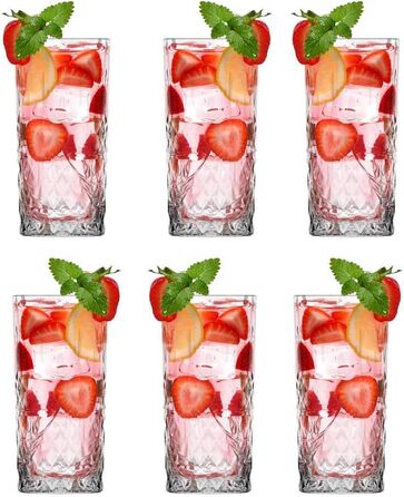 Набір склянок для води, коктейлів та лонг дринків Glasmark Krosno (6 шт x 300 мл) з кришталевим ефектом, для посудомийної машини