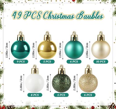 Набір прикрас для ялинки Agoer 100 шт. - кульки для ялинки з блискітками, пластикові, блакитні. Набір ялинкових прикрас для святкування Різдва та Нового року (зелені, золоті, білі, 3-4 см)