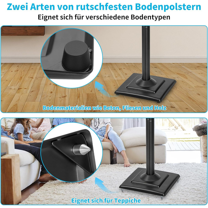 Регульовані підставки для акустики SB-204: пара підставок для сателітної та поличкової акустики, до 5 кг, з кабельним каналом