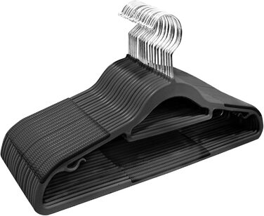 20 шт. Плечі для одягу з неслизьким покриттям, обертаються на 360°, товщина 0,5 см, довжина 42 см, для пальто, суконь, сорочок, APY03G (Чорний + Срібло)