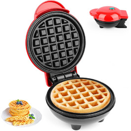 Міні вафельниця для приготування бельгійських вафель, діаметр 10 см, 220V, 350W, червона