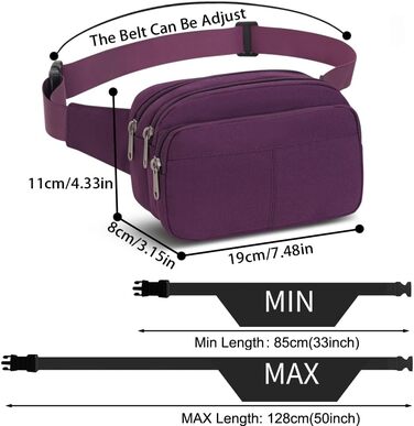 Поясна сумка на пояс для чоловіків та жінок, спортивна, для подорожей, прогулянок з собакою, на відкритий простір (фіолетовий)