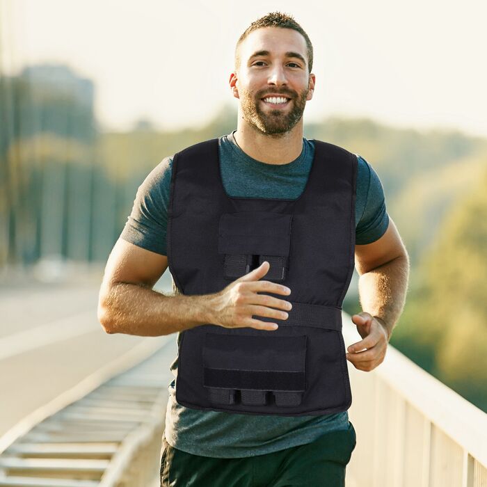 HOMCOM 30 kg Weight Training Vest - Adjustable Weight Vest for Strength Training, Oxford and Iron, Black, 36x52cm