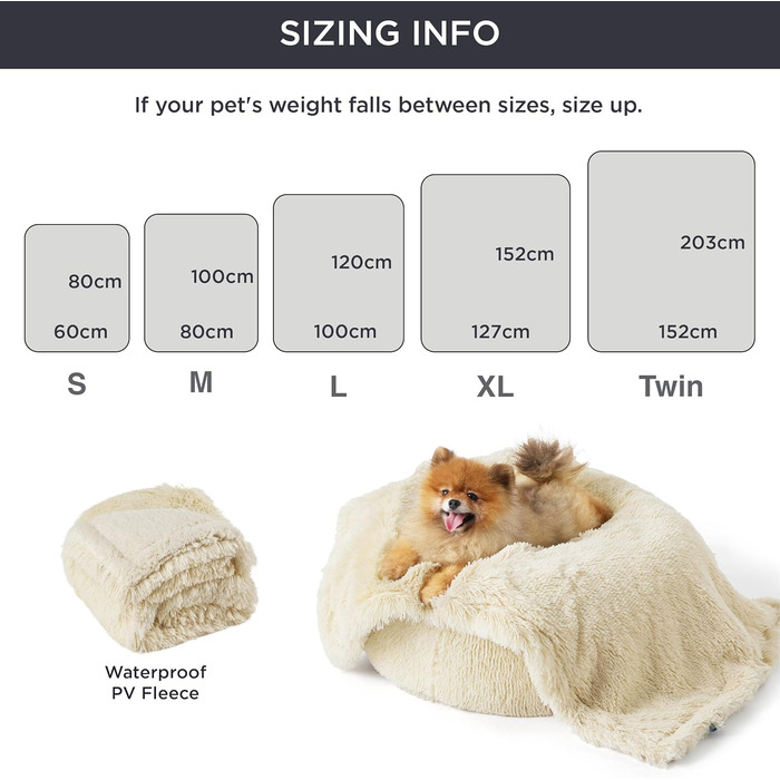 Водонепроникний коврик для собак BEDSURE 100x120 см - м'який, плюшевий, для собак великих порід, миючий, захисний, для собак та котів, кремовий колір