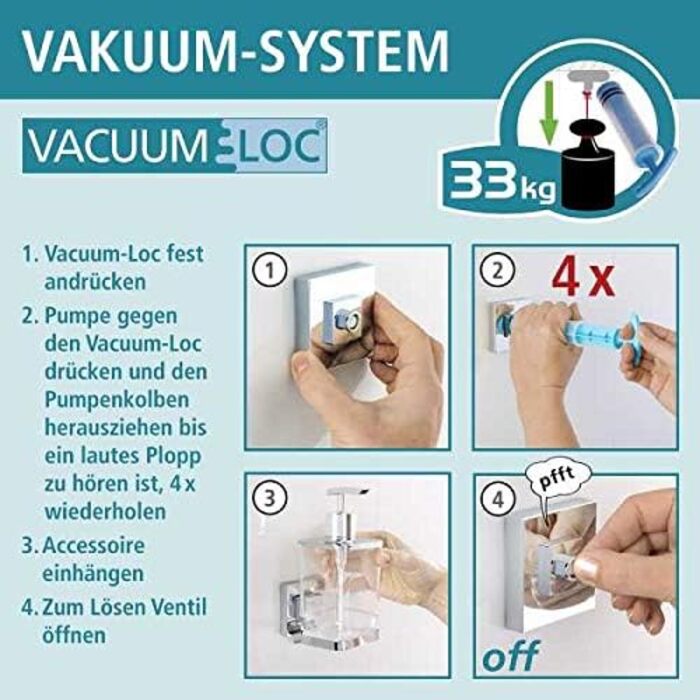 WENKO Vacuum-Loc Bathroom Wall Shelf Quadro with Hooks, 2 Tiers, with Removable Bowl, Mounting without Drilling, Stainless Steel/Plastic, 25.5 x 15 x 14 cm
