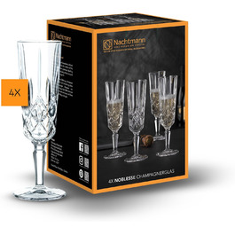 Nachtmann Champagne Glasses, Set of 4, 150 ml, Noblesse, 104248, Crystal Glass Champagne Flutes, Dishwasher-Safe, Made in Germany