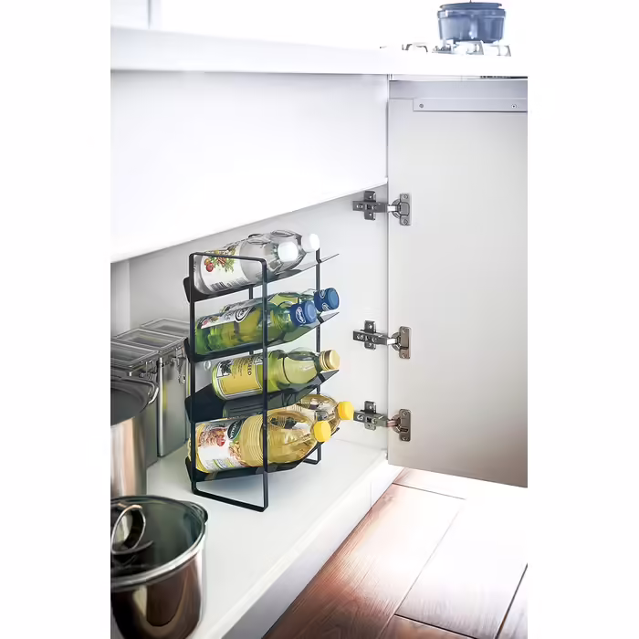 Yamazaki 4304 Tower Bottle Rack, White, Steel, Minimalist, 20 x 20.5 x 40 cm (Black)