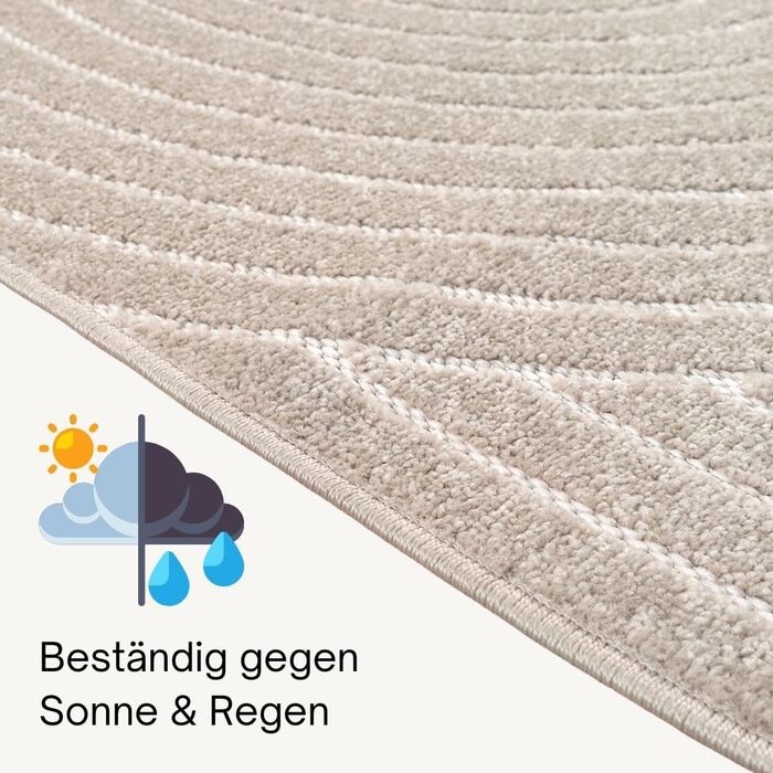 Килим Santo Plus для вітальні та спальні: якісний, легкий у догляді, довговічний, сучасний дизайн, підходить для вулиці, кремовий, 160 x 220 см