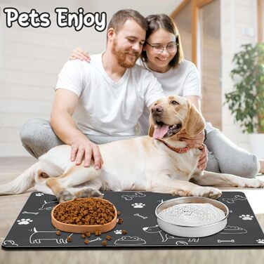 Килимок під миску для собак та котів, силіконовий, 30x50 см, водонепроникний, сірий