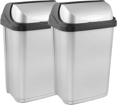 Сміттєвий бак з роликовим кришкою Keeeper Rasmus, світло-сріблястий (2x25 л)