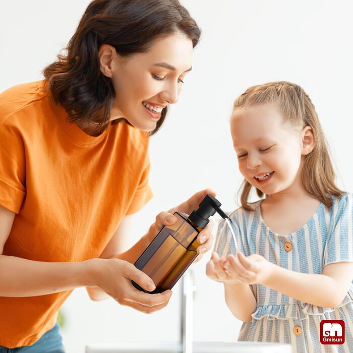 Диспенсер для мила GMISUN для ванної кімнати та кухні, 350 мл, чорний скляний, з піддоном та водонепроникними етикетками