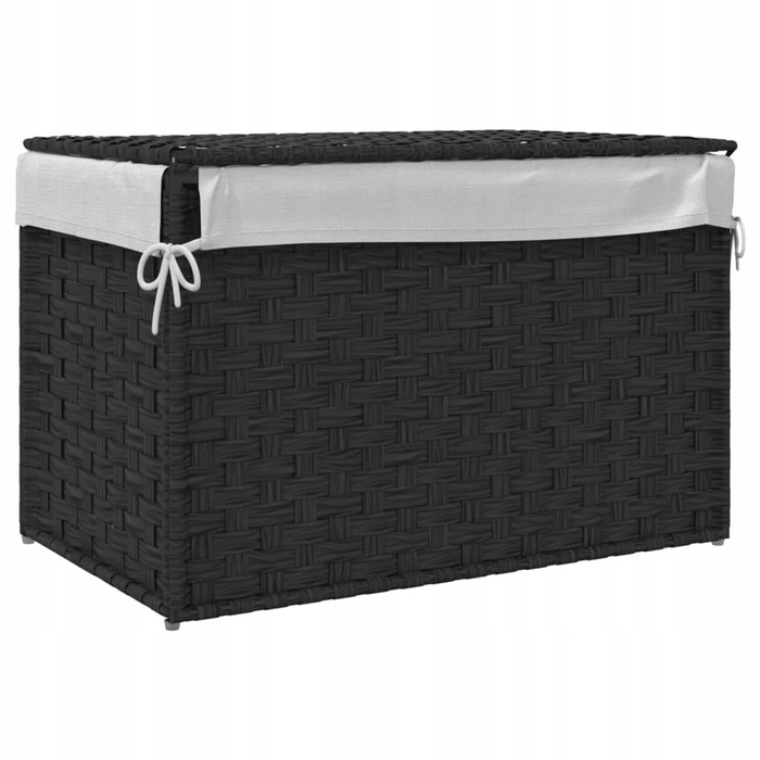 Кошик для прання VidaXL з кришкою, поліротанг, чорний, 55,5x35x34 см
