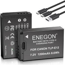 Акумулятори ENEGON LP-E12 1200mAh для Canon EOS M50, M50 Mark II, M, M2, M10, M100, M200, Rebel SL1, 100D, Kiss X7, PowerShot SX70 HS