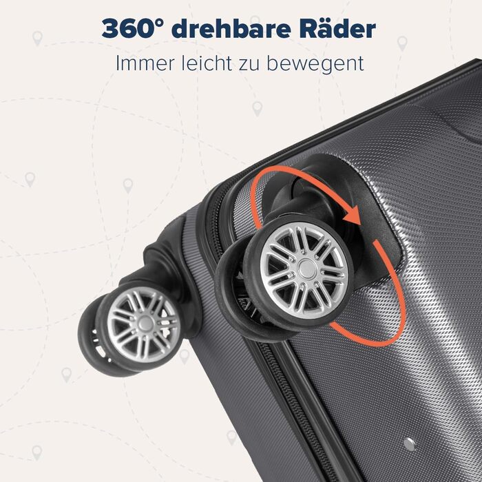 Валіза ручної поклажі TRVLMORE 54x36x20 см - жорсткий корпус, з колесами, сірий (колекція 3 шт.)