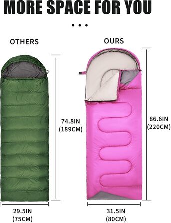 Lightweight Waterproof Sleeping Bag for Adults - Cold Weather Camping & Hiking | Compression Bag Included