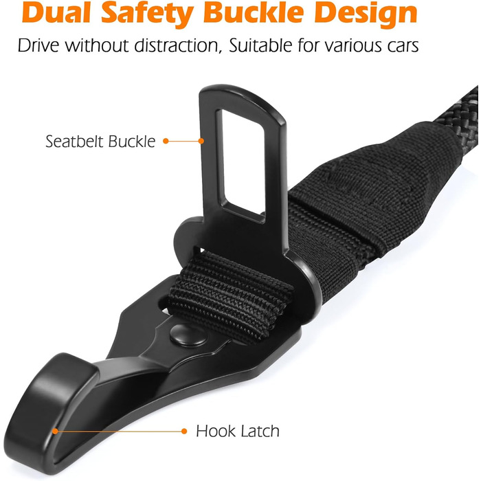 Автомобільний поводок-пояс для собак PetBonus: безпечний та надійний, для малих, середніх та великих собак (чорний)