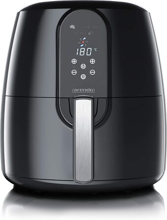 Arendo Heißluftфритюрниця XXL 5,2 л, сенсорне керування, 1800 Вт, 7 програм, 3D циркуляція, без олії, чорна