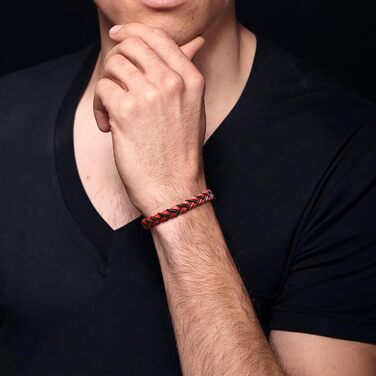 Чоловічий шкіряний браслет Casisto.J з нержавіючою сталлю, плетіння, гравіювання, скандинавський стиль, чорний, червоний, срібло, золото, з магнітною застібкою, у подарунковій коробці