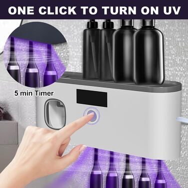 Електричний тримач зубних щіток з дозатором пасти, UV-дезінфекція, настінний монтаж, 2 способи зарядки (золотий/чорний)