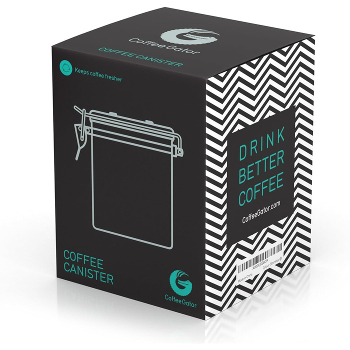 Контейнер для кави Coffee Gator з нержавіючої сталі, герметичний, з датою відкриття, клапаном CO2, мірною ложкою, для кавових зерен, меленої кави, горіхів, чаю, цукру, борошна, у подорожах, срібний, M/Mini