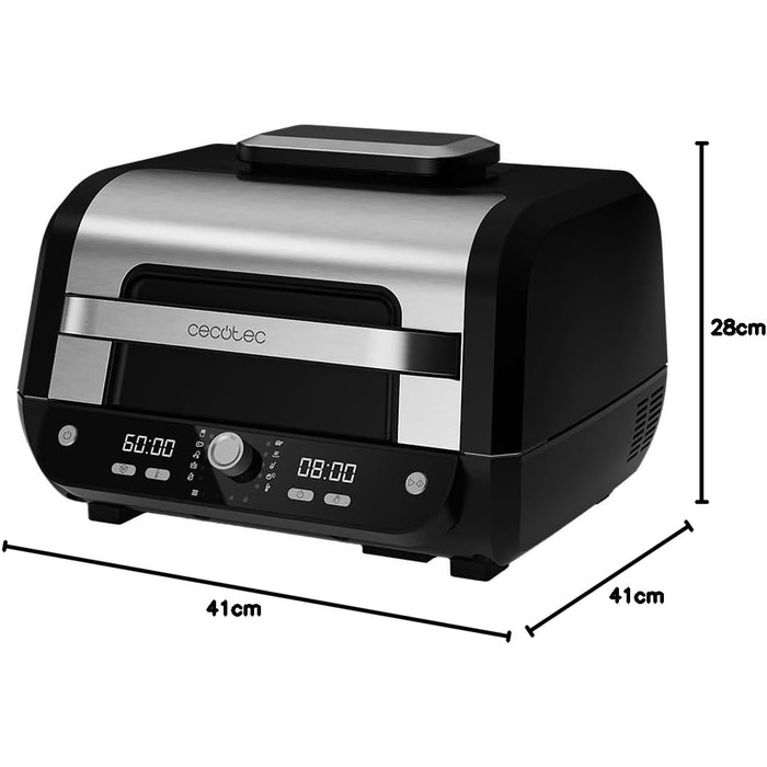 Cecotec Oil-Free Hot Air Fryer, 8 L, Cecofry FireDome 8000 Pro. 1700 W, Double Heating, 4 Grill Levels, 12 Predefined Modes, Adjustable Temperature and Time, 8-Liter Accessory Kit